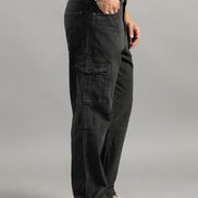 Washed Olive Relaxed Fit Cargo Jeans