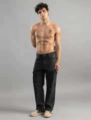 Washed Olive Relaxed Fit Cargo Jeans