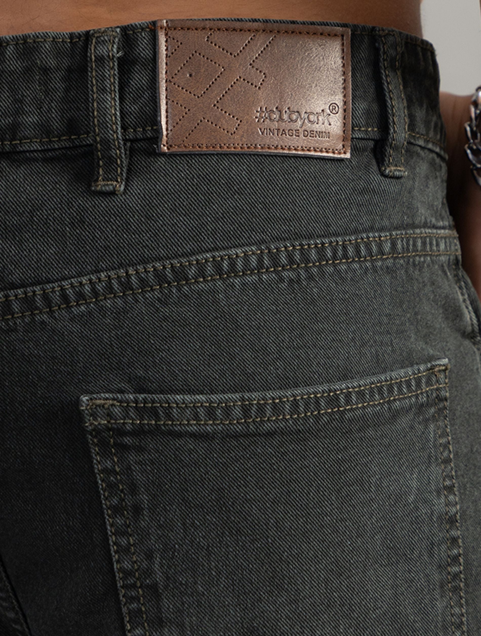 Washed Olive Relaxed Fit Cargo Jeans