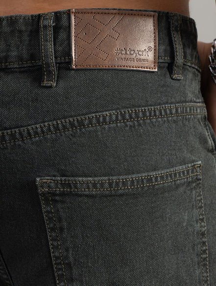 Washed Olive Relaxed Fit Cargo Jeans