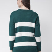 Green  White Pullover Sweater