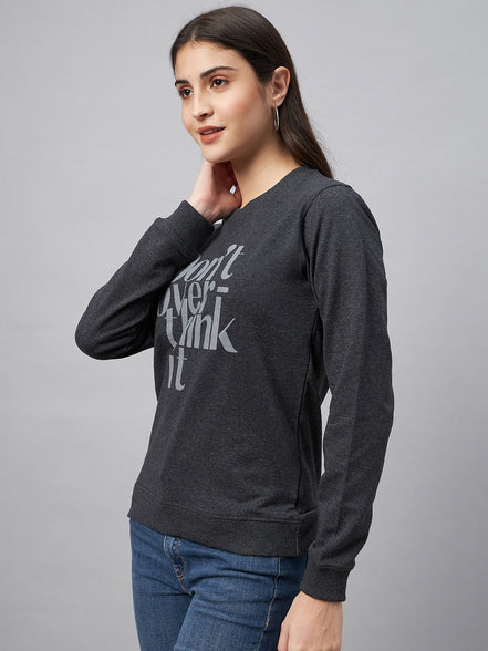 Grey Typography Print Sweatshirt