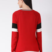 Red Solid Pullover Sweater