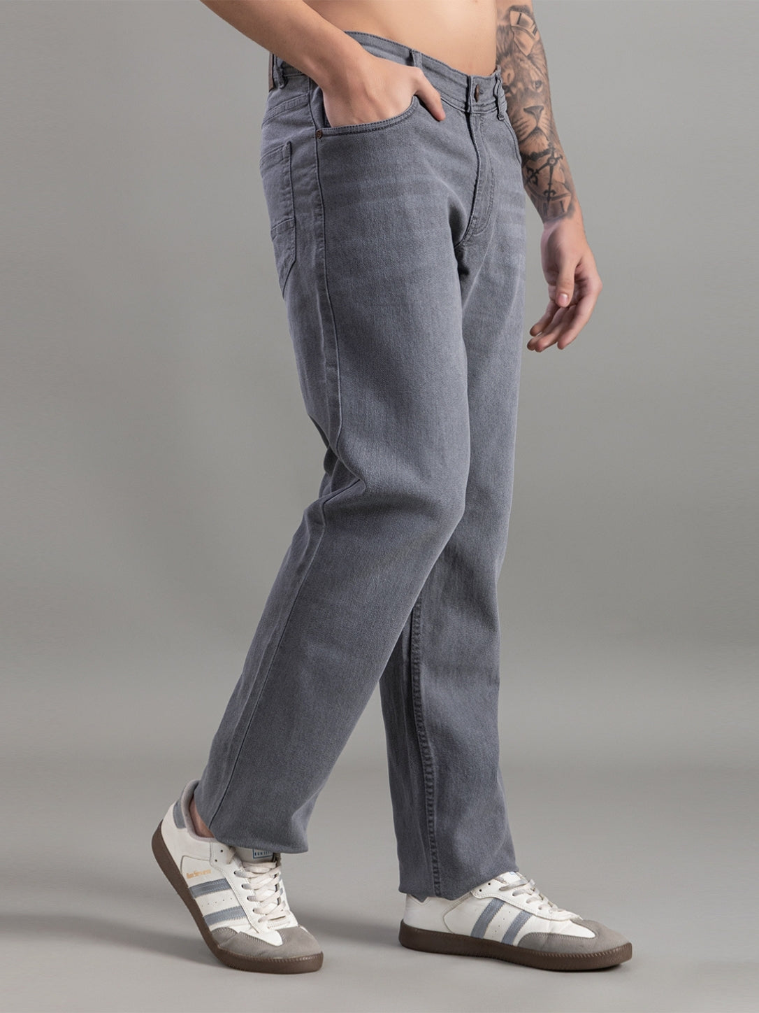 Club York Stone Grey Relaxed Straight-Fit Jeans