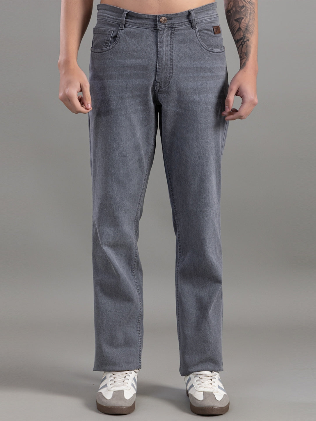 Club York Stone Grey Relaxed Straight-Fit Jeans