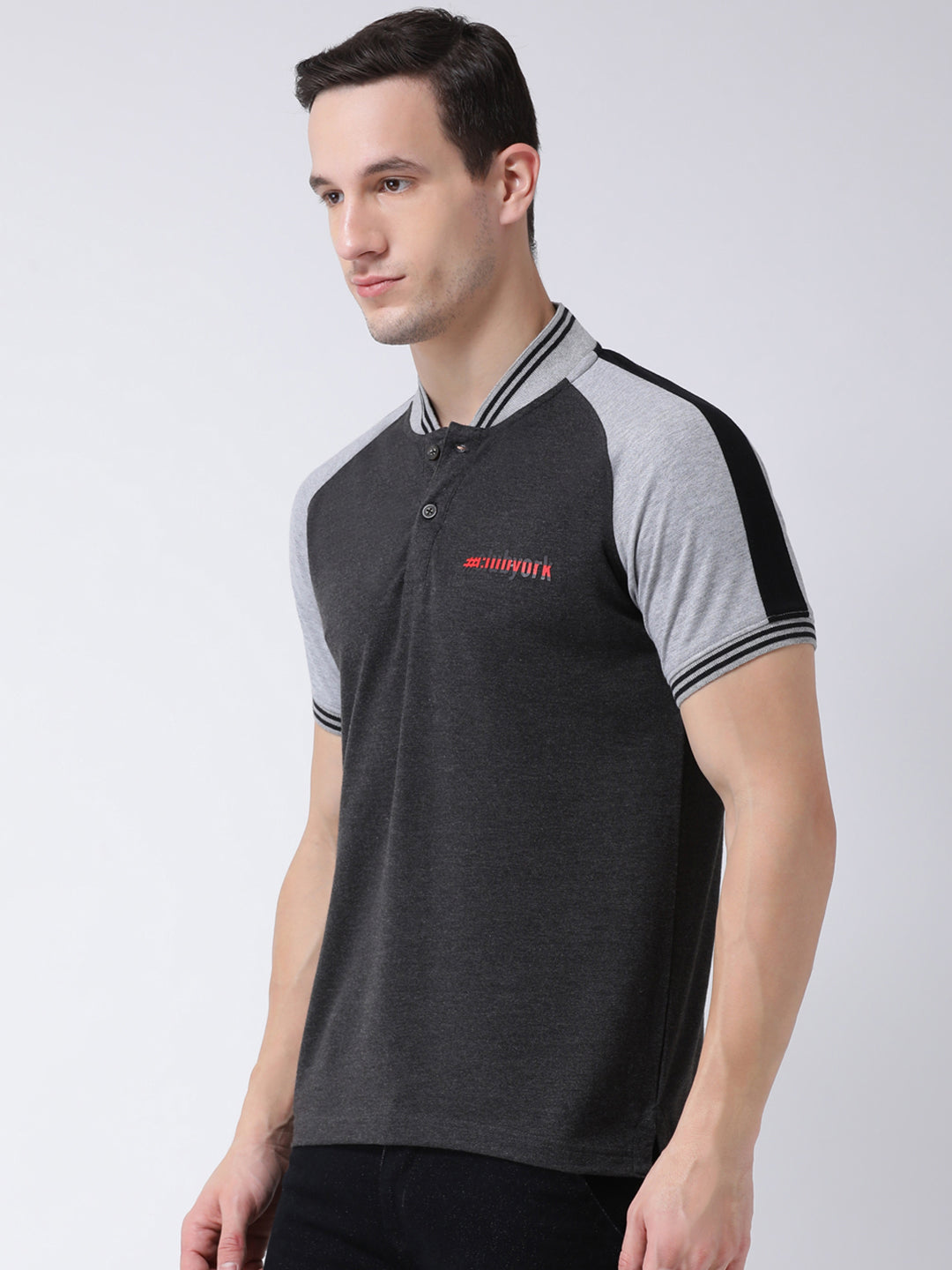 Charcoal Polo Neck T-shirt