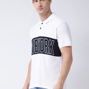 White  Navy Blue T-shirt