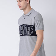 Grey Printed Polo Neck T-shirt