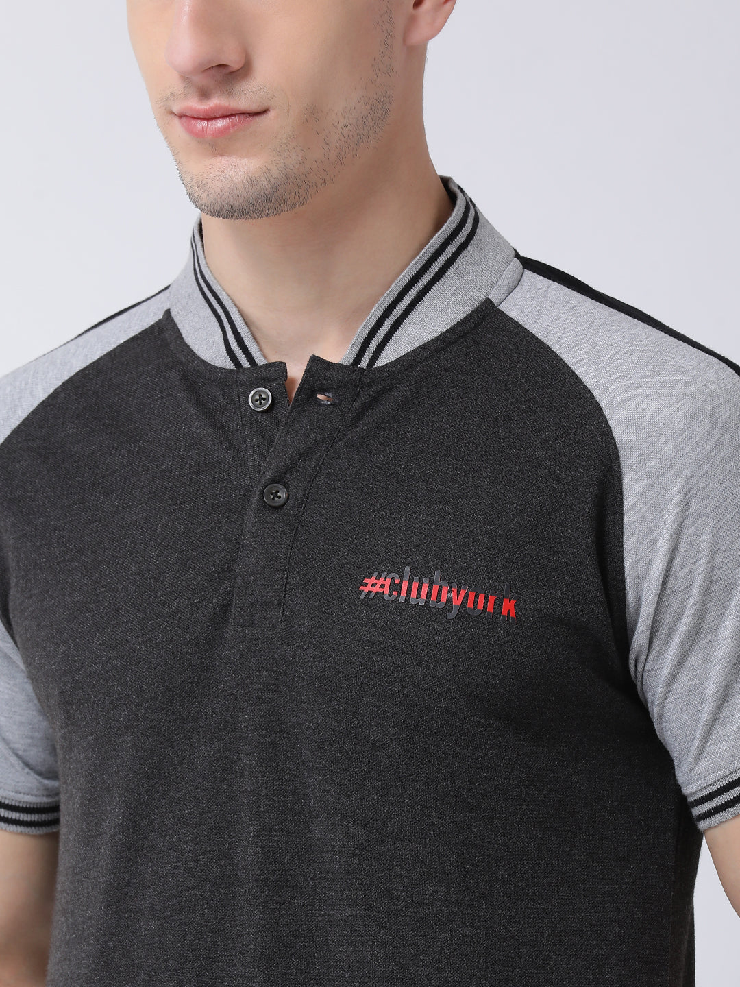 Charcoal Polo Neck T-shirt