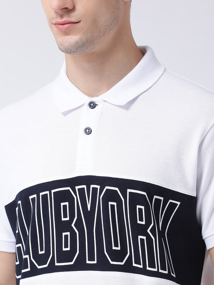 White  Navy Blue T-shirt