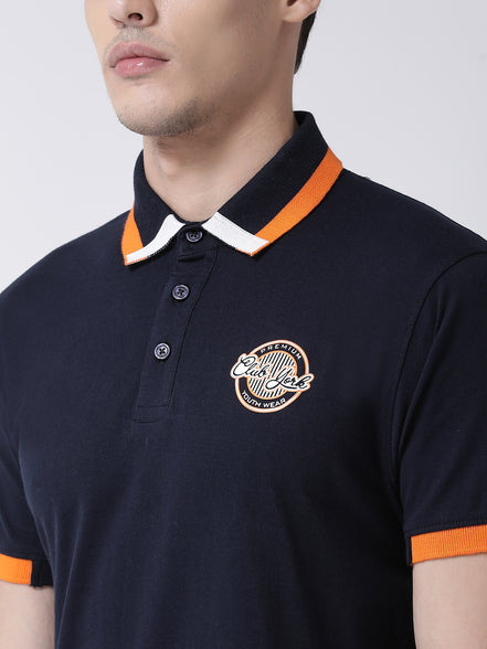 Navy Blue Polo Neck T-shirt