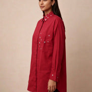 Crimson Muse Embellished Oversized Shirt for Women