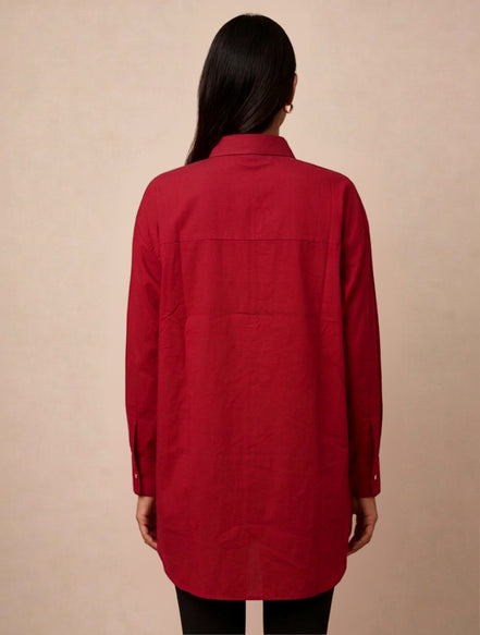 Crimson Muse Embellished Oversized Shirt for Women