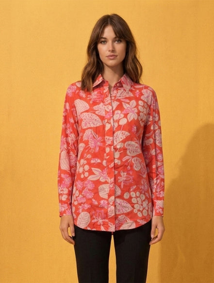 Coral Bloom Printed Shirt For Women