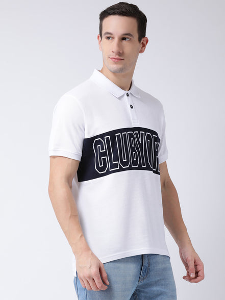 White  Navy Blue T-shirt