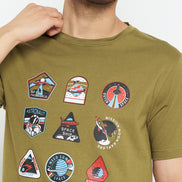 Olive Printed Plus Size T-Shirt