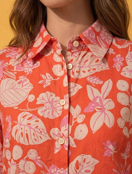 Coral Bloom Printed Shirt For Women