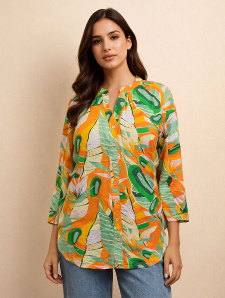 Tropical Muse Printed Shirt For Women