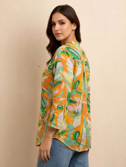 Tropical Muse Printed Shirt For Women