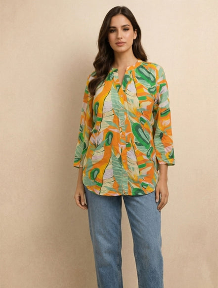 Tropical Muse Printed Shirt For Women