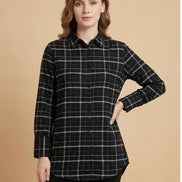 Noir Check Relaxed Shirt For Women