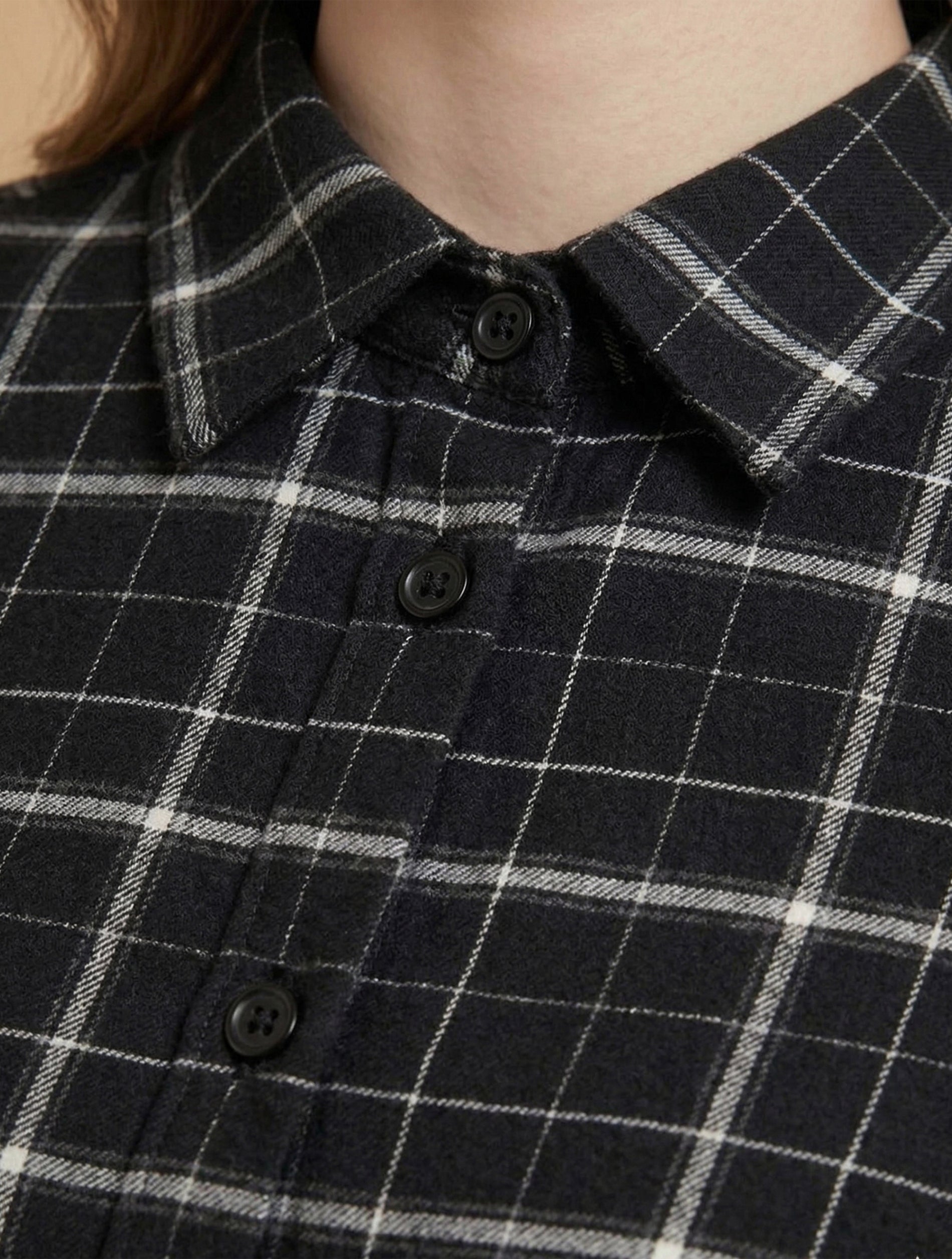 Noir Check Relaxed Shirt For Women
