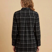 Noir Check Relaxed Shirt For Women