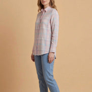 Pink Check Relaxed Shirt For Women