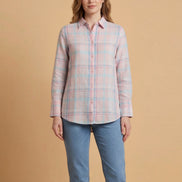 Pink Check Relaxed Shirt For Women