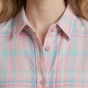 Pink Check Relaxed Shirt For Women
