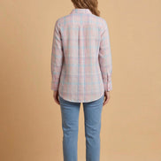 Pink Check Relaxed Shirt For Women