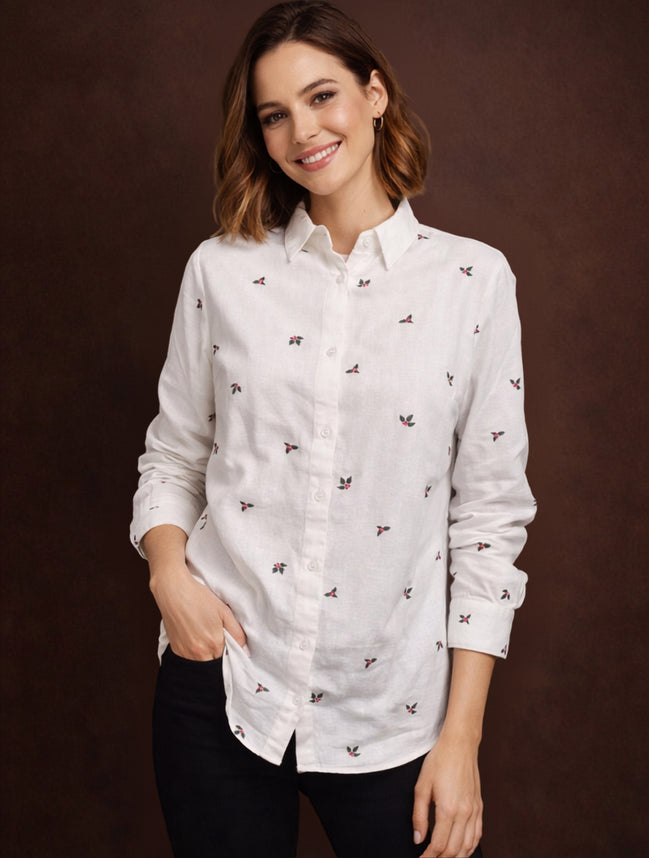 White Bloom Everyday Shirt For Women