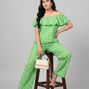 Green Off Shoulder Cord Set