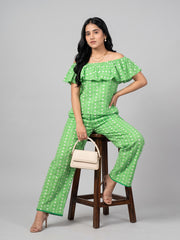 Green Off Shoulder Cord Set
