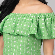 Green Off Shoulder Cord Set