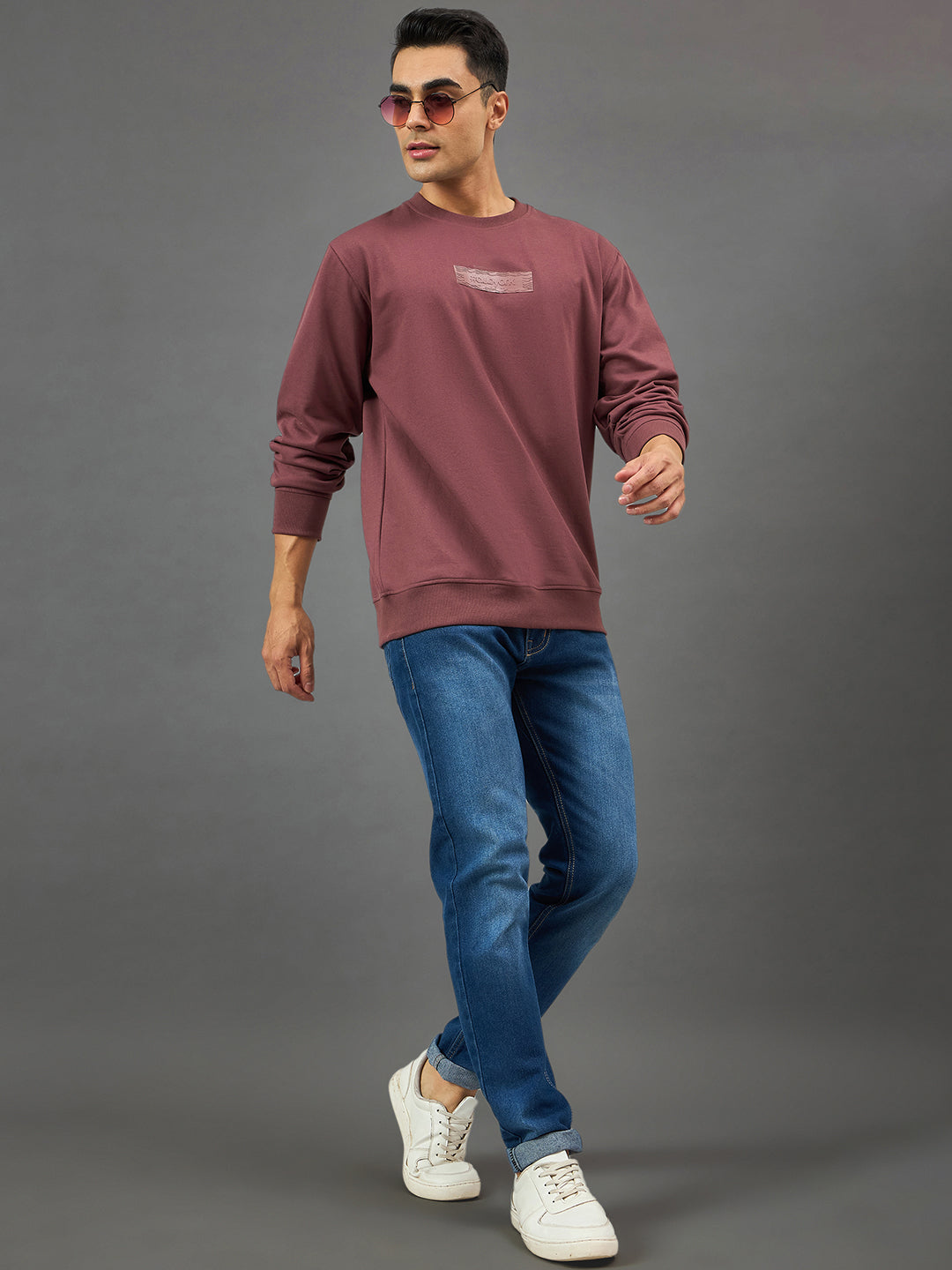 Onion Pink Printed Sweatshirt