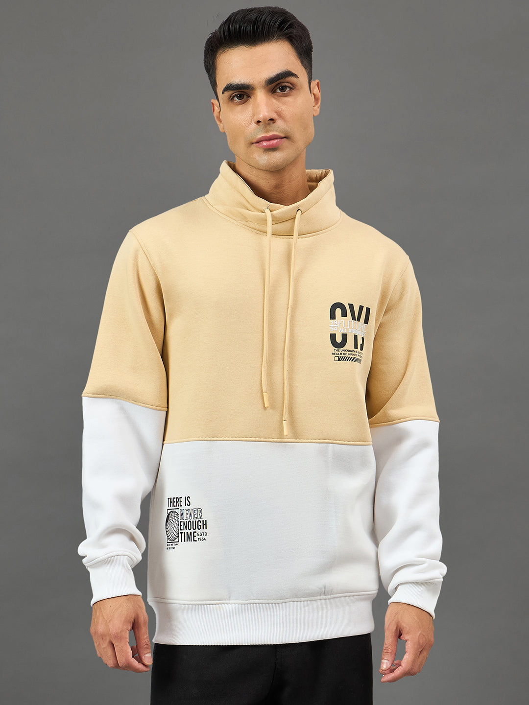 Beige Colorblocked Sweatshirt