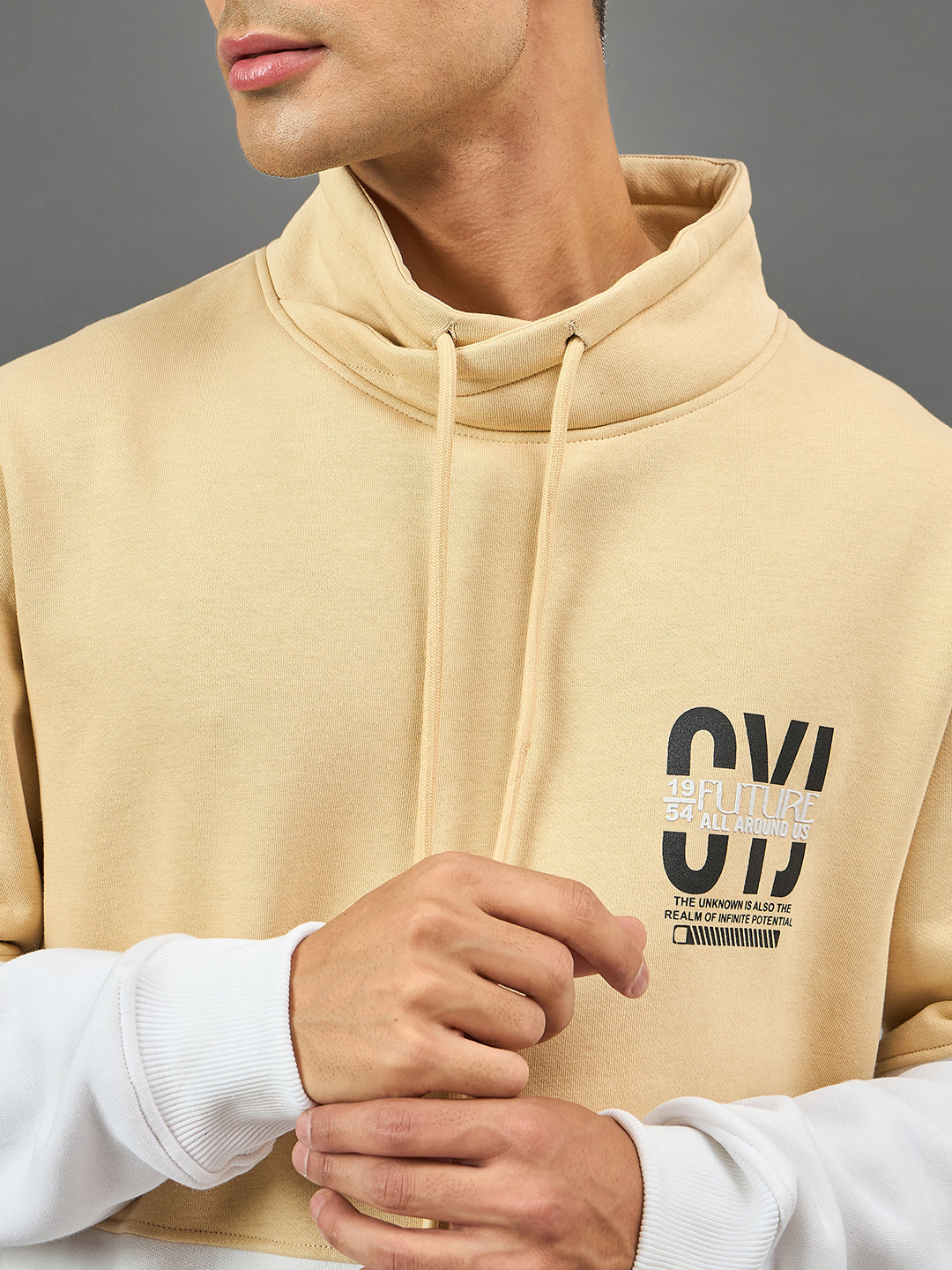 Beige Colorblocked Sweatshirt