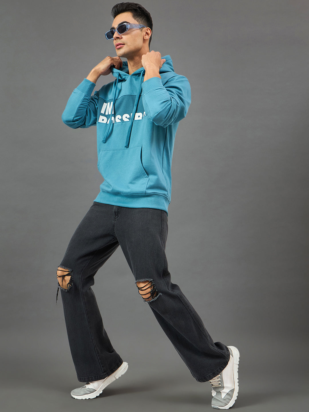 Light Blue Printed Sweatshirt