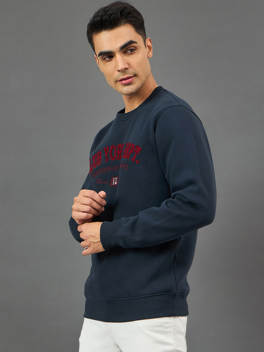 Navy Embroidery Sweatshirt