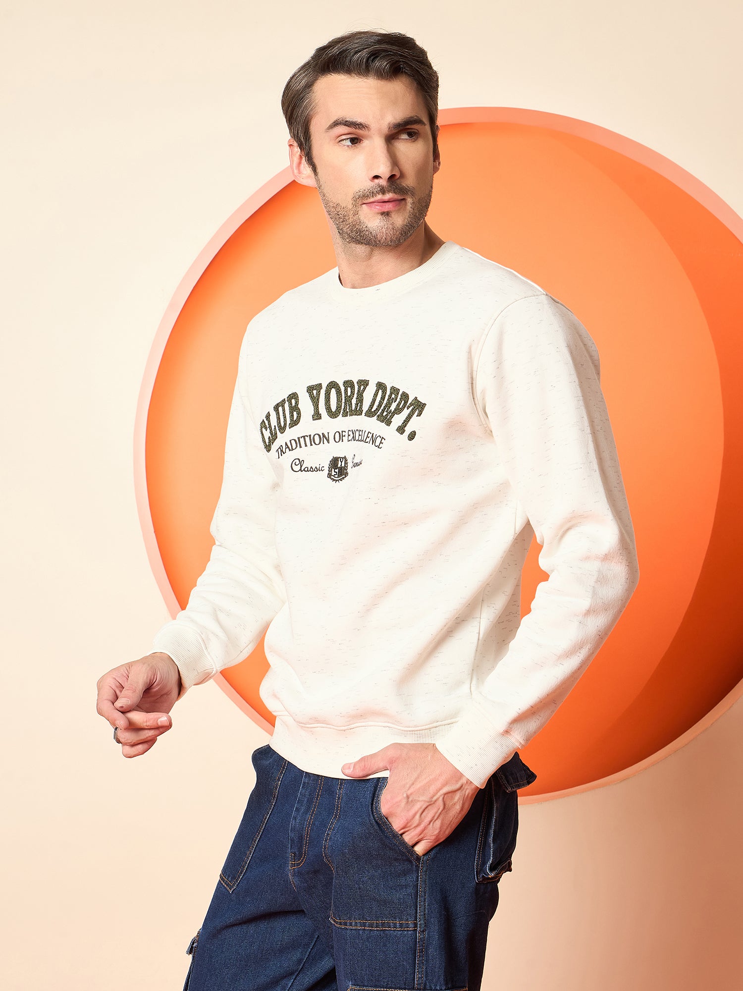Ecru Round Neck Sweatshirt