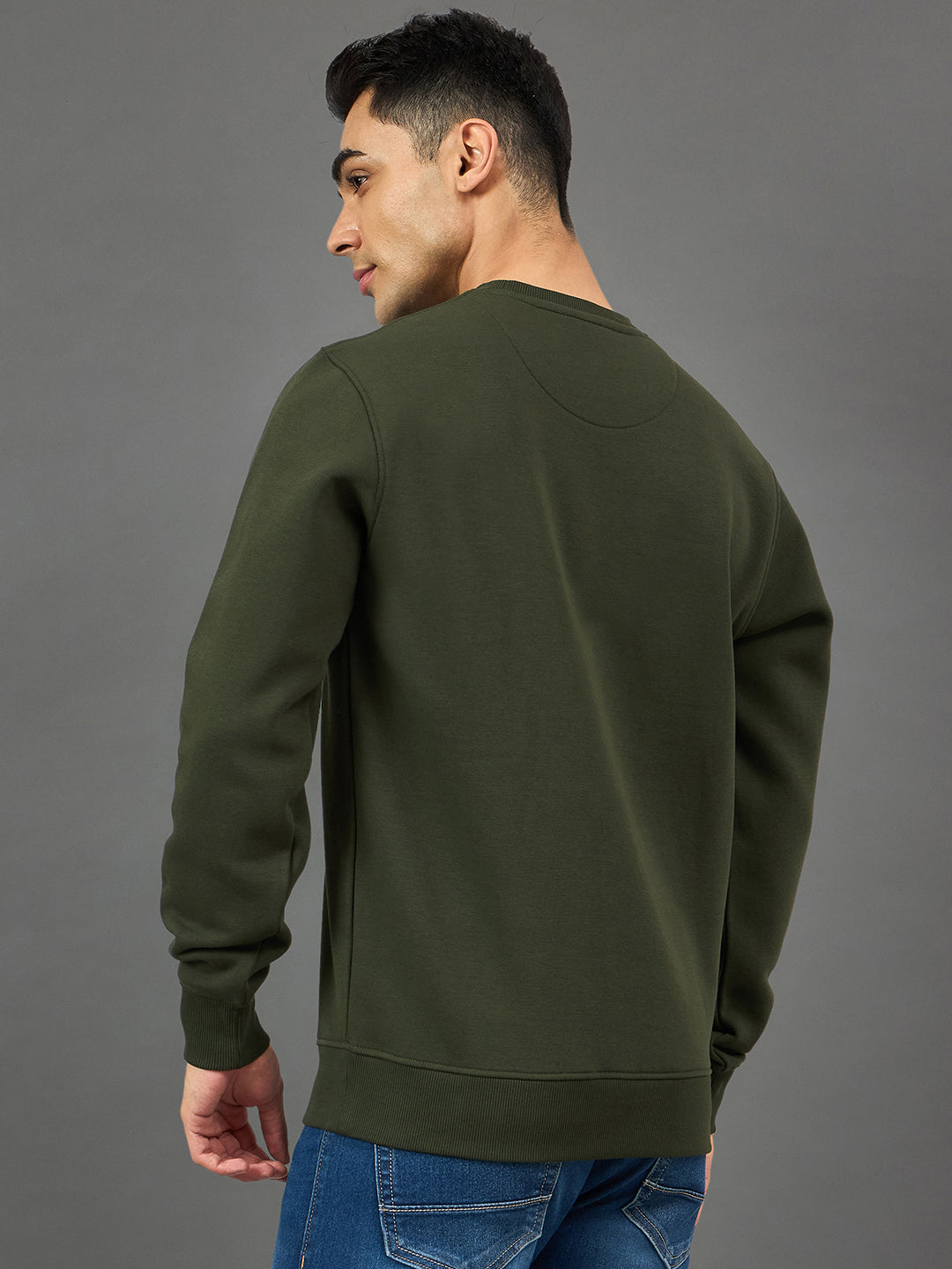Dark Olive Printed Sweatshirt