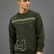 Dark Olive Printed Sweatshirt