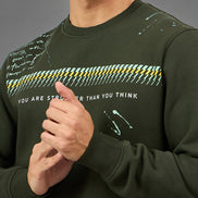 Dark Olive Printed Sweatshirt
