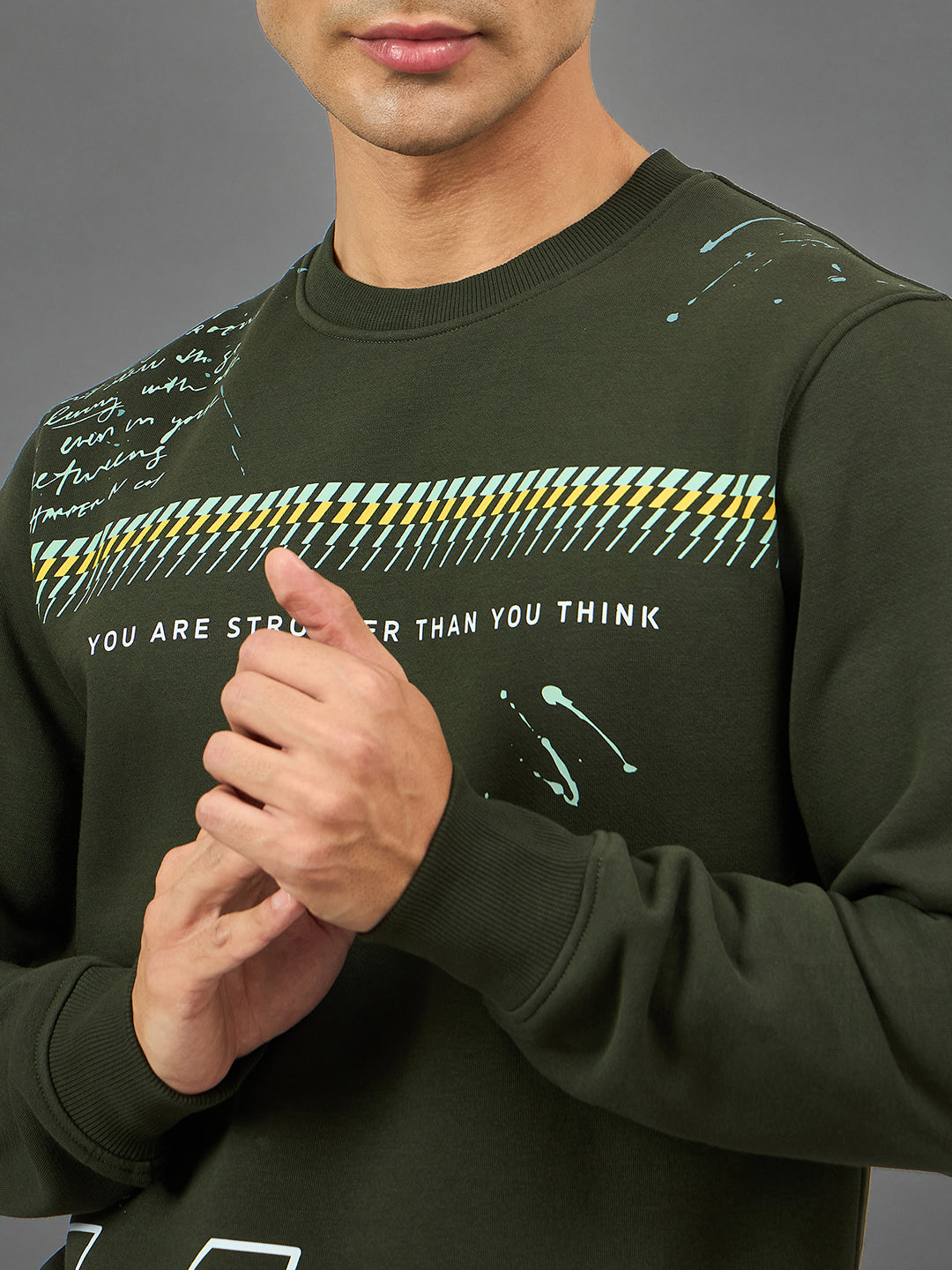 Dark Olive Printed Sweatshirt