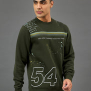 Dark Olive Printed Sweatshirt