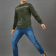 Dark Olive Printed Sweatshirt