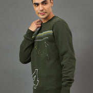 Dark Olive Printed Sweatshirt