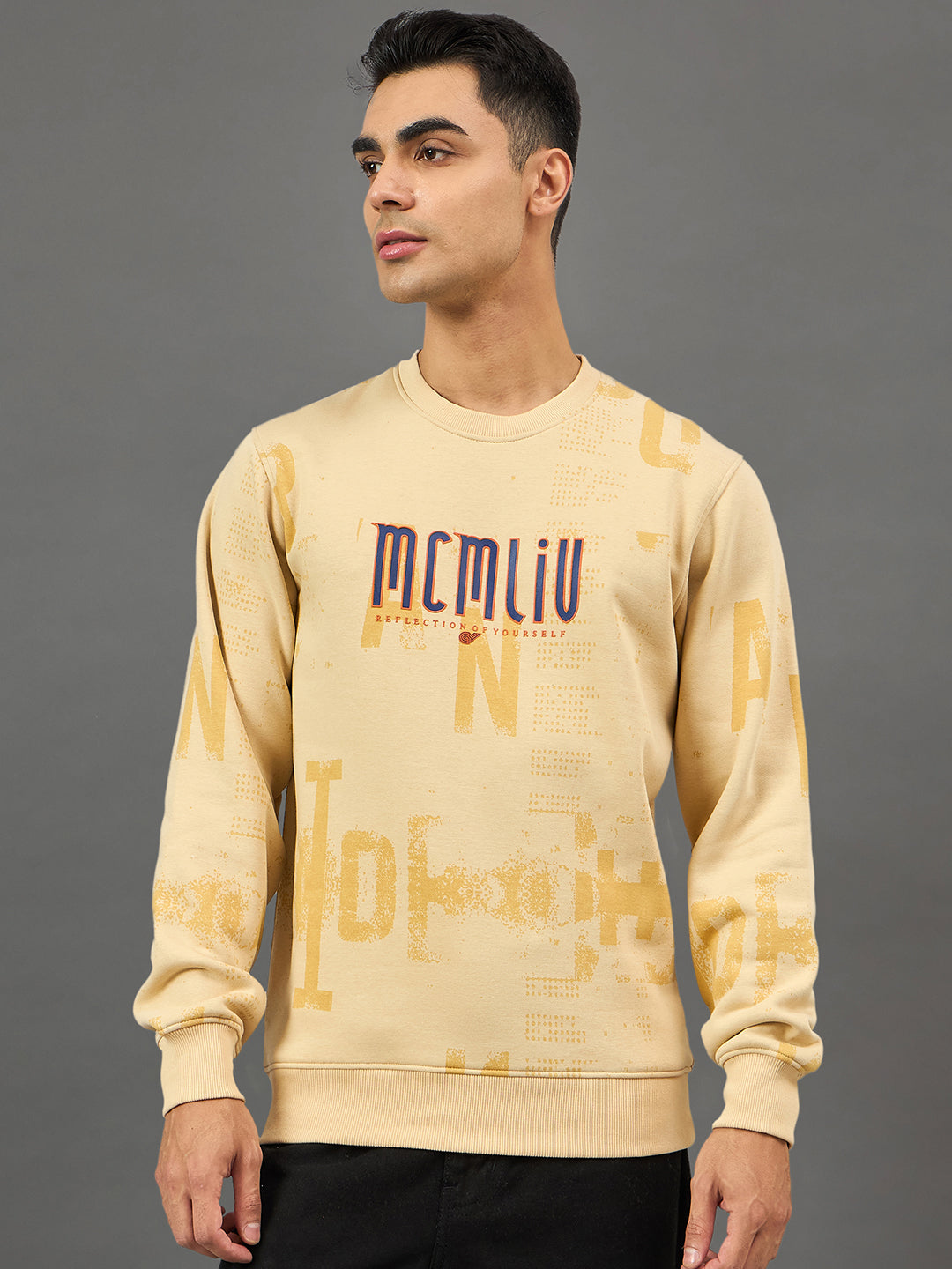 Beige Printed Sweatshirt