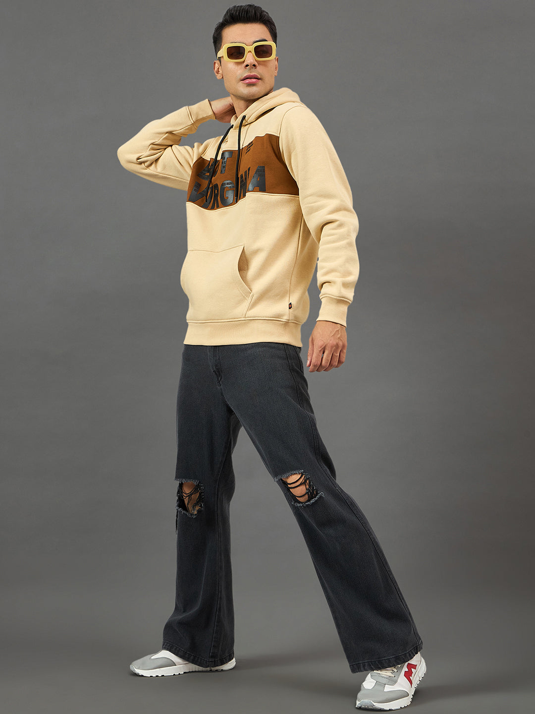 Beige Colorblocked Sweatshirt